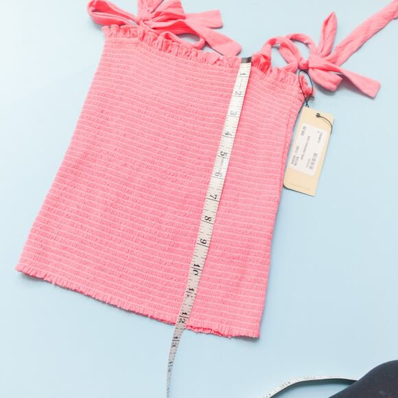 NEW Nation LTD April Smocked Tank Pink Tie Straps Stretch Fit Size Small Clean - Picture 7 of 8